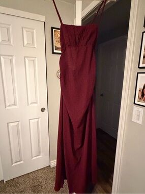 wild fable Burgundy Maxi Dress with Spaghetti Straps